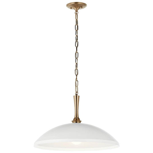 KICHLER 52638WH Delarosa 20 Inch 1 Light Pendant in White and Champagne Bronze