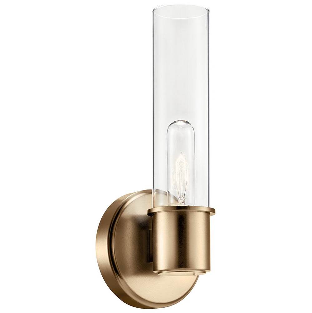KICHLER 52653CPZ Aviv 13 Inch 1 Light Wall Sconce with Clear Glass in Champagne Bronze