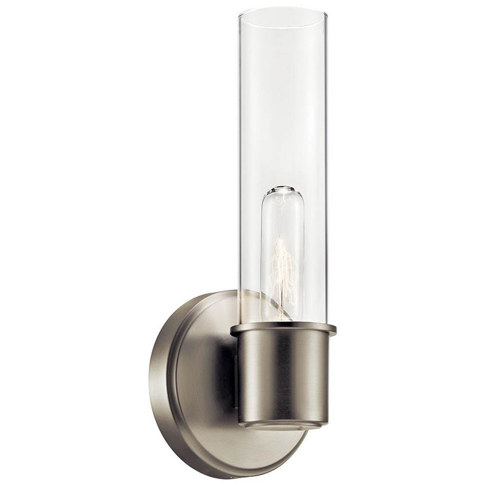 KICHLER 52653NI Aviv 13 Inch 1 Light Wall Sconce with Clear Glass in Brushed Nickel