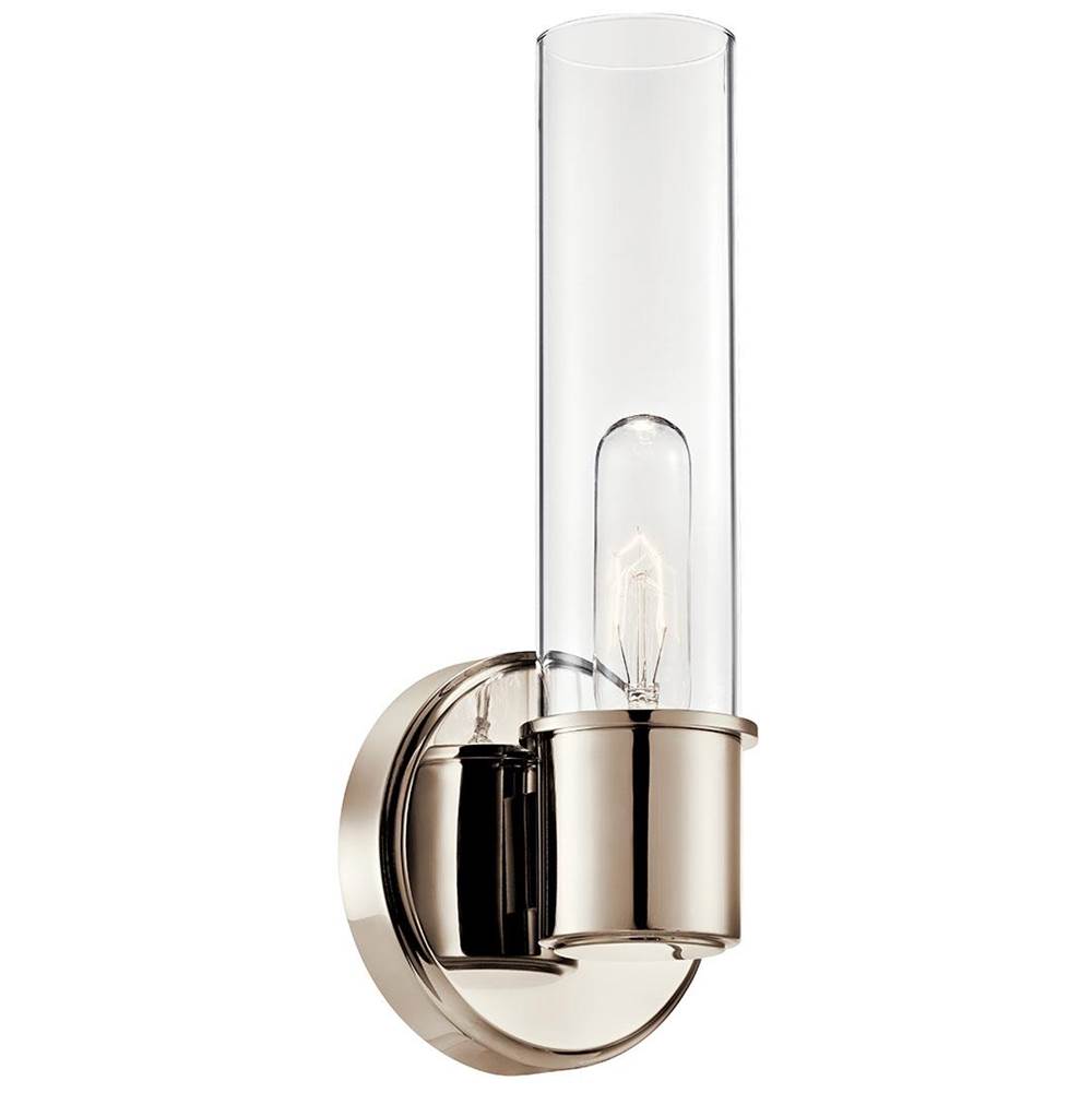 KICHLER 52653PN Aviv 13 Inch 1 Light Wall Sconce with Clear Glass in Polished Nickel