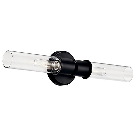 KICHLER 52654BK Aviv 24 Inch 2 Light Wall Sconce with Clear Glass in Black