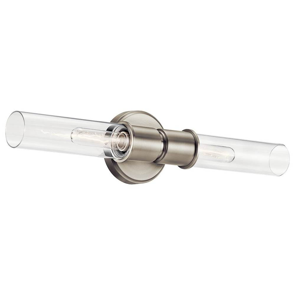 KICHLER 52654NI Aviv 24 Inch 2 Light Wall Sconce with Clear Glass in Brushed Nickel
