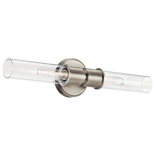 KICHLER 52654NI Aviv 24 Inch 2 Light Wall Sconce with Clear Glass in Brushed Nickel