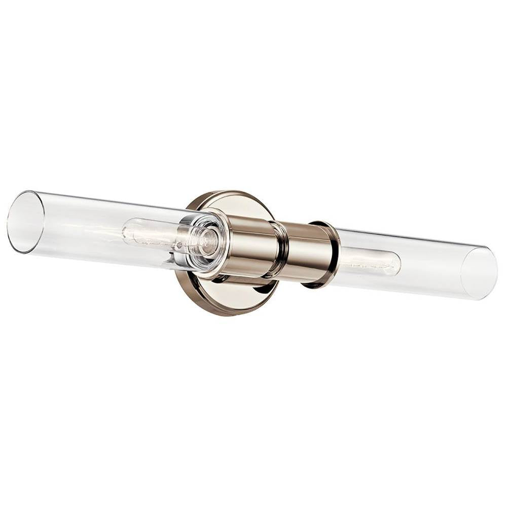 KICHLER 52654PN Aviv 24 Inch 2 Light Wall Sconce with Clear Glass in Polished Nickel