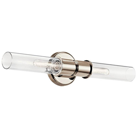 KICHLER 52654PN Aviv 24 Inch 2 Light Wall Sconce with Clear Glass in Polished Nickel