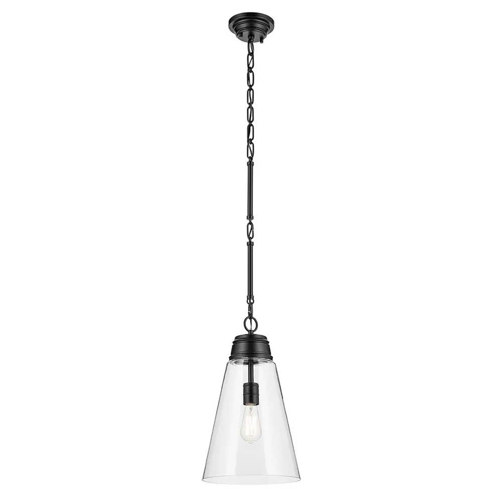 KICHLER 52661BKCLR Marsailli 19" 1-Light Medium Pendant with Clear Glass in Black