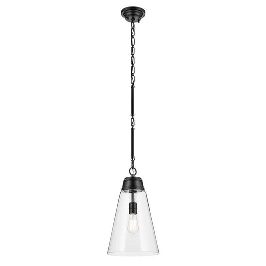 KICHLER 52661BKCLR Marsailli 19" 1-Light Medium Pendant with Clear Glass in Black