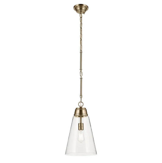 KICHLER 52661CPZCLR Marsailli 19" 1-Light Medium Pendant with Clear Glass in Champagne Bronze