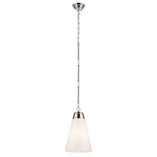 KICHLER 52661PN Marsailli 19" 1-Light Medium Pendant with Opal Glass in Brushed Nickel