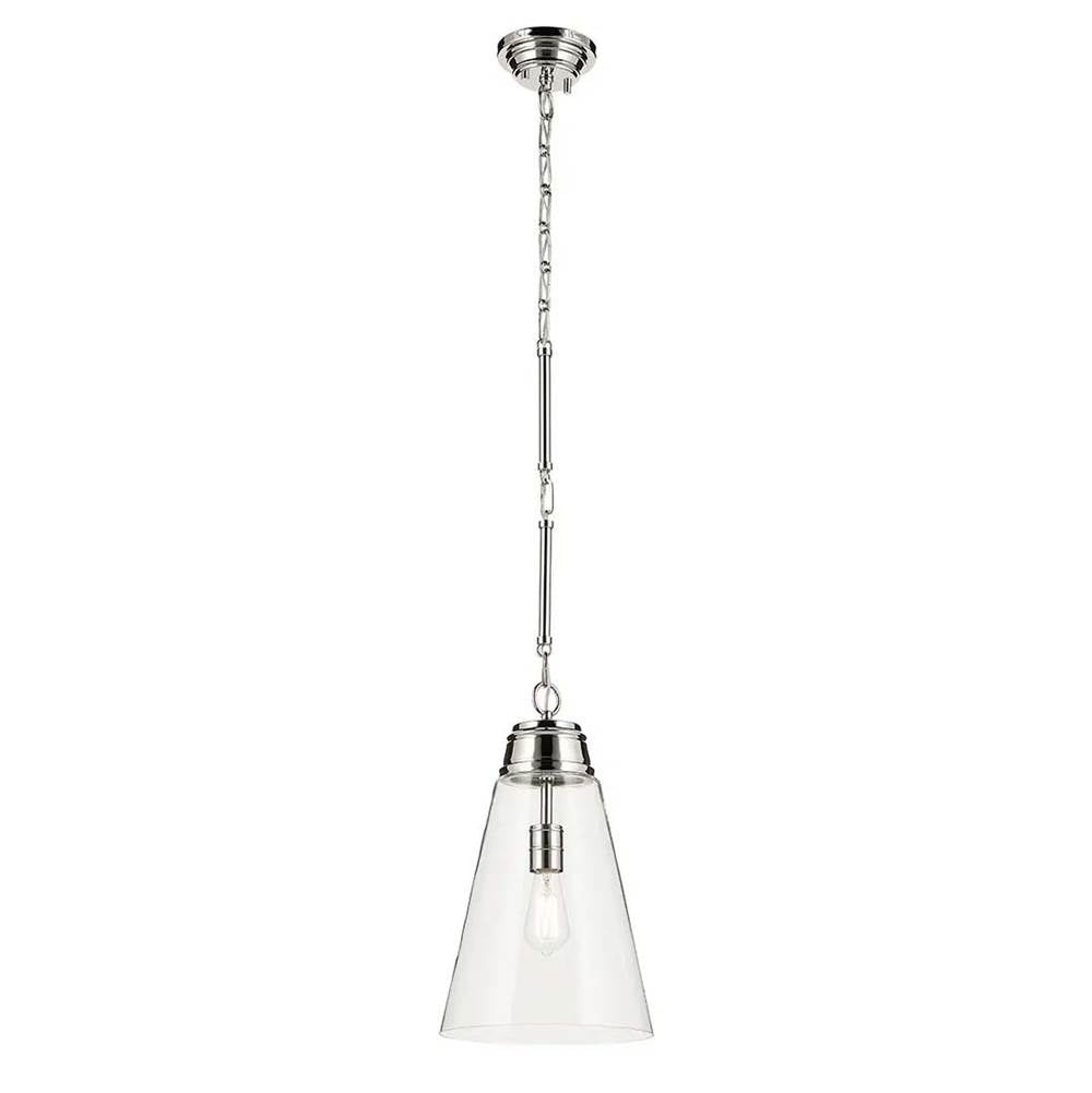 KICHLER 52661PNCLR Marsailli 19" 1-Light Medium Pendant with Clear Glass in Brushed Nickel