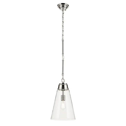 KICHLER 52661PNCLR Marsailli 19" 1-Light Medium Pendant with Clear Glass in Brushed Nickel