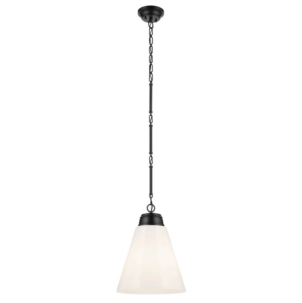 KICHLER 52662BK Marsailli 19.75" 1-Light Large Pendant with Opal Glass in Black