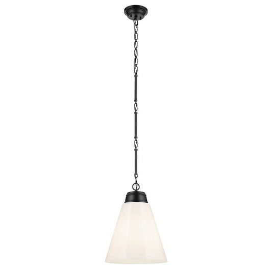 KICHLER 52662BK Marsailli 19.75" 1-Light Large Pendant with Opal Glass in Black