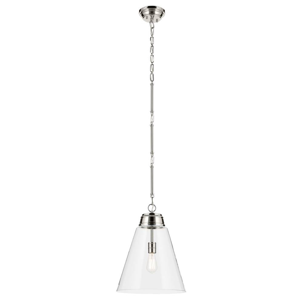 KICHLER 52662PNCLR Marsailli 19.75" 1-Light Large Pendant with Clear Glass in Brushed Nickel