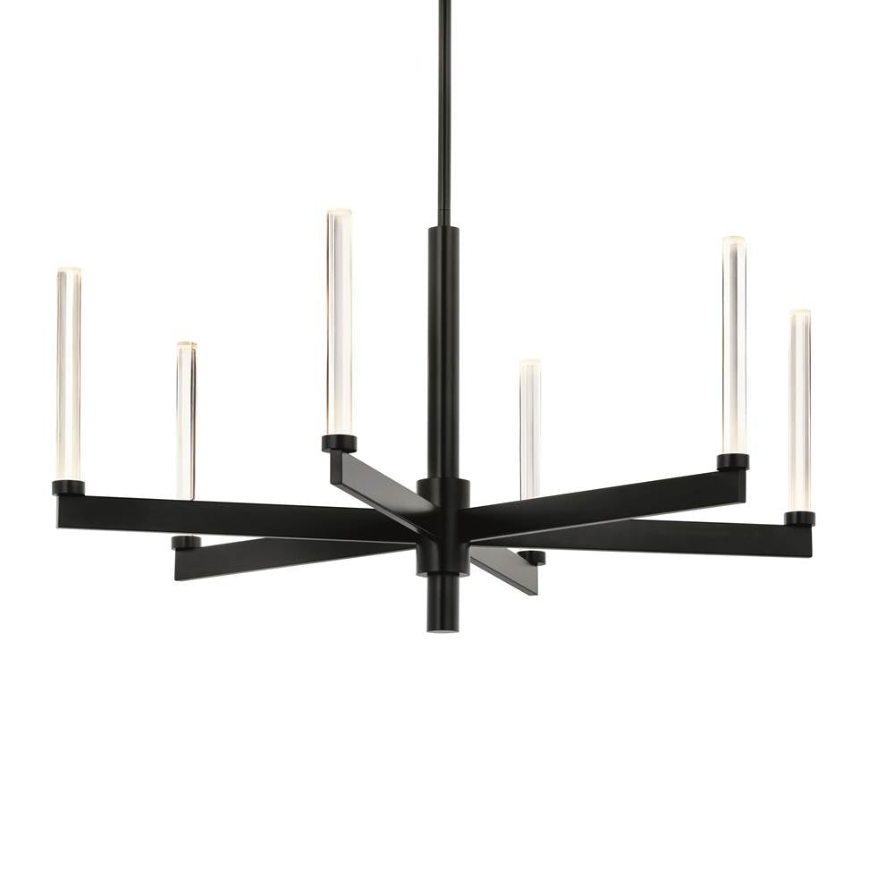 KICHLER 52667BK Sycara 36.25 Inch 6 Light LED Chandelier with Faceted Crystal in Black