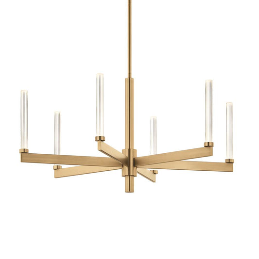 KICHLER 52667CPZ Sycara 36.25 Inch 6 Light LED Chandelier with Faceted Crystal in Champagne Bronze