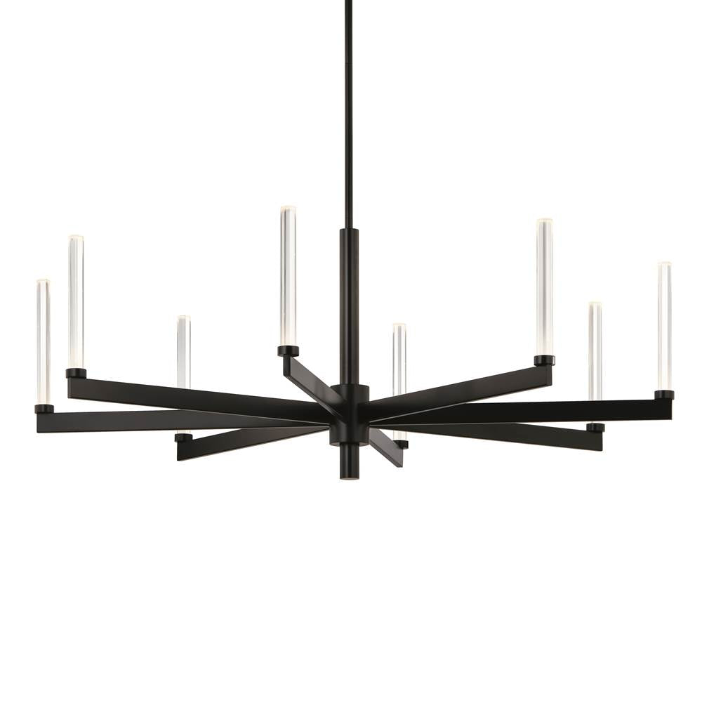 KICHLER 52668BK Sycara 48.5 Inch 8 Light LED Chandelier with Faceted Crystal in Black