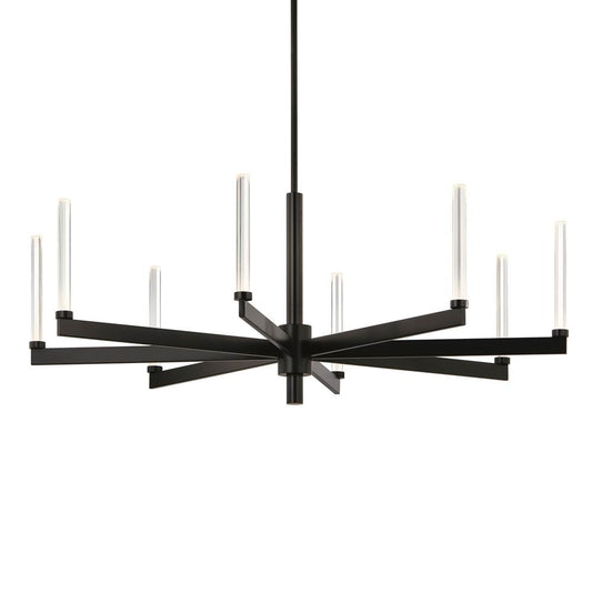 KICHLER 52668BK Sycara 48.5 Inch 8 Light LED Chandelier with Faceted Crystal in Black
