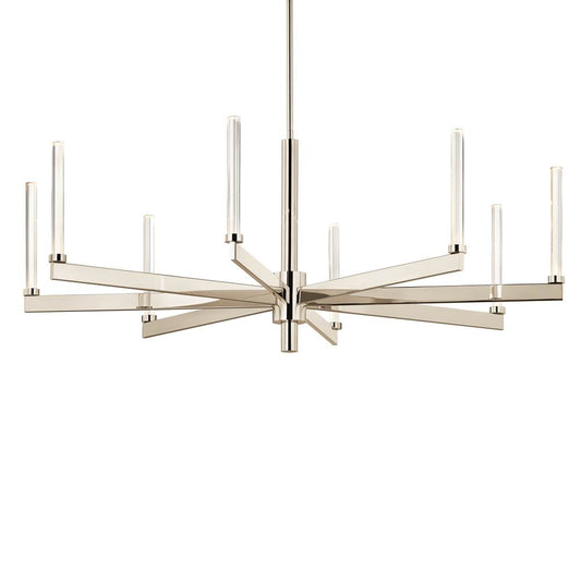 KICHLER 52668PN Sycara 48.5 Inch 8 Light LED Chandelier with Faceted Crystal in Polished Nickel