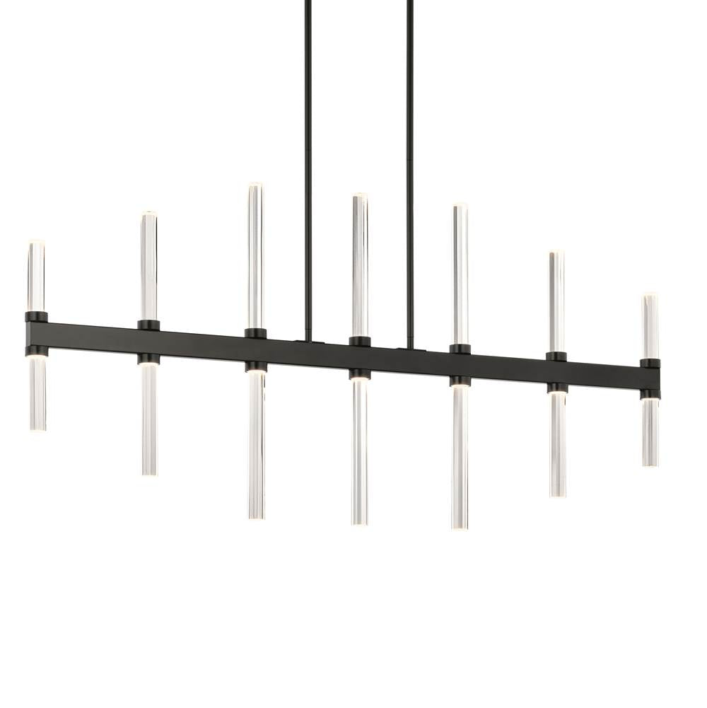KICHLER 52670BK Sycara 48.25 Inch 14 Light LED Linear Chandelier with Faceted Crystal in Black