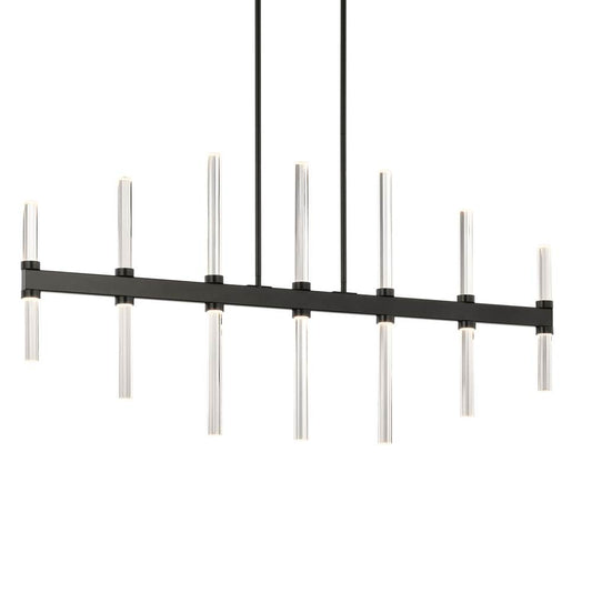 KICHLER 52670BK Sycara 48.25 Inch 14 Light LED Linear Chandelier with Faceted Crystal in Black