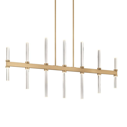 KICHLER 52670CPZ Sycara 48.25 Inch 14 Light LED Linear Chandelier with Faceted Crystal in Champagne Bronze