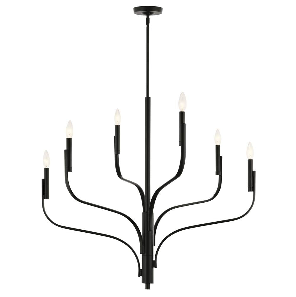 KICHLER 52673BK Livadia 36.25 Inch 6 Light Chandelier in Black