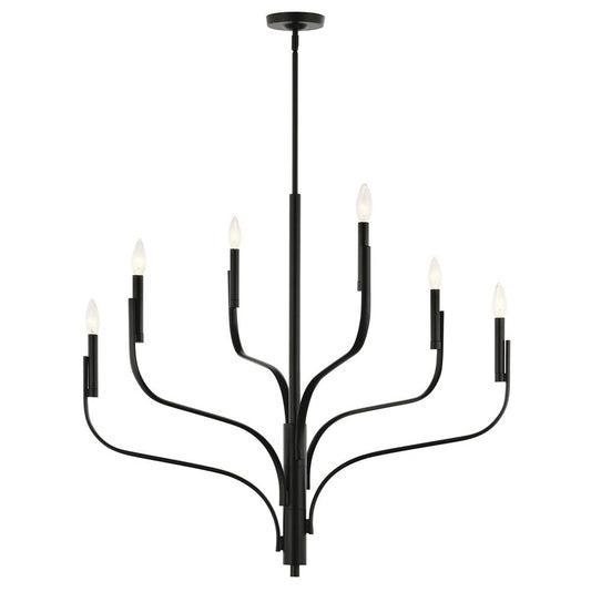 KICHLER 52673BK Livadia 36.25 Inch 6 Light Chandelier in Black