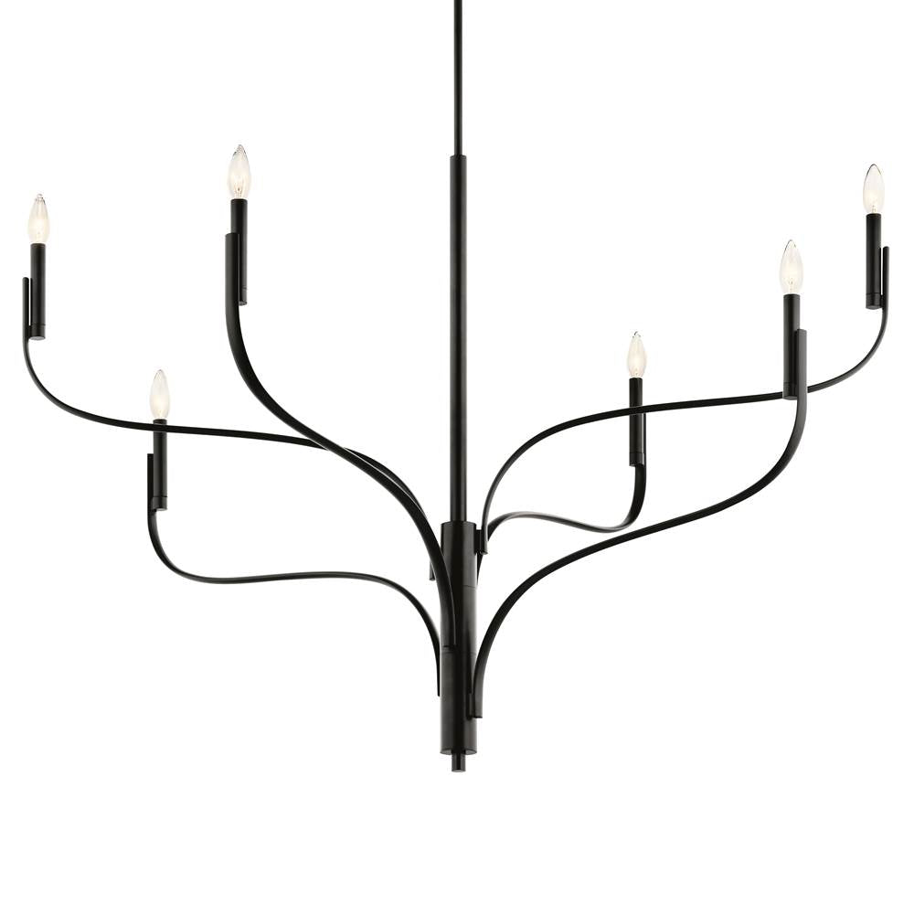 KICHLER 52674BK Livadia 47.25 Inch 6 Light Chandelier in Black