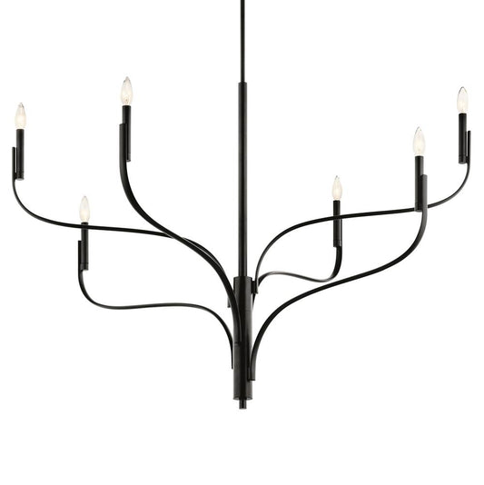 KICHLER 52674BK Livadia 47.25 Inch 6 Light Chandelier in Black