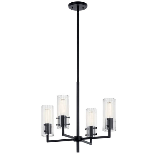 KICHLER 52678BK Velestino 20.5" 4-Light Chandelier in Black