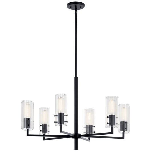 KICHLER 52679BK Velestino 30.25" 6-Light Chandelier in Black