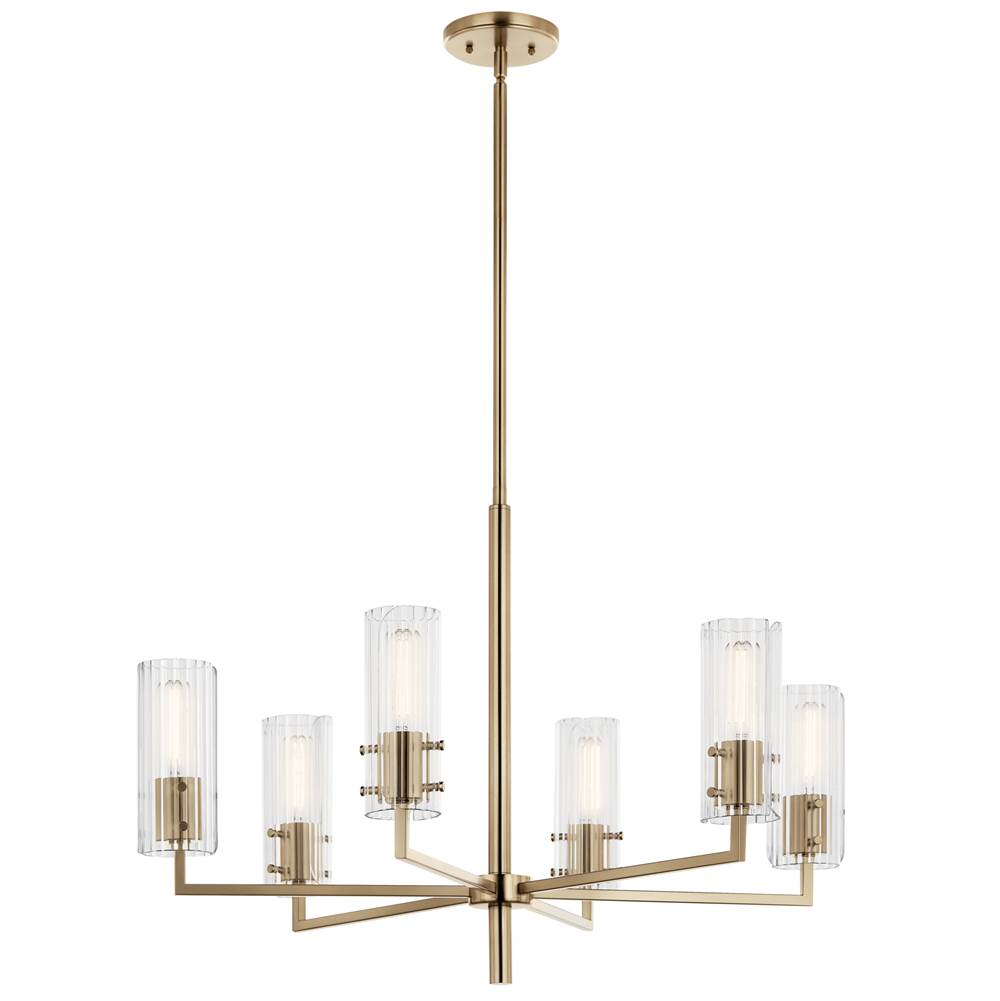 KICHLER 52679CPZ Velestino 30.25" 6-Light Chandelier in Champagne Bronze
