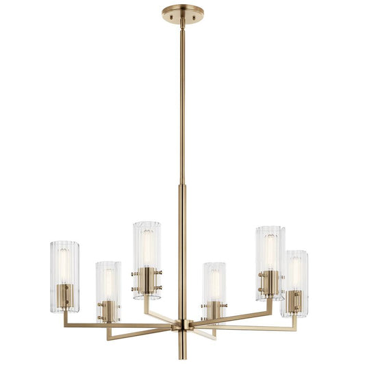 KICHLER 52679CPZ Velestino 30.25" 6-Light Chandelier in Champagne Bronze