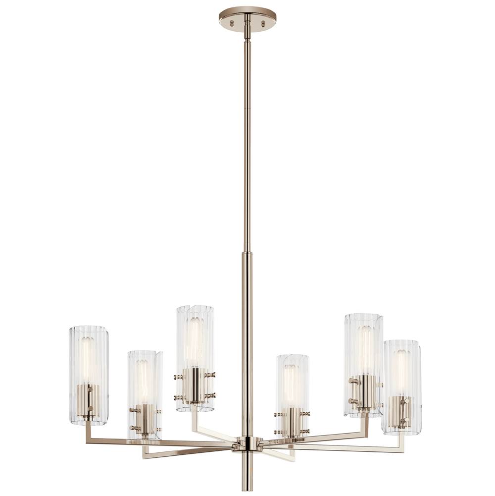 KICHLER 52679PN Velestino 30.25" 6-Light Chandelier in Polished Nickel