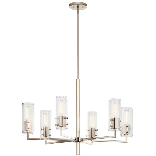 KICHLER 52679PN Velestino 30.25" 6-Light Chandelier in Polished Nickel