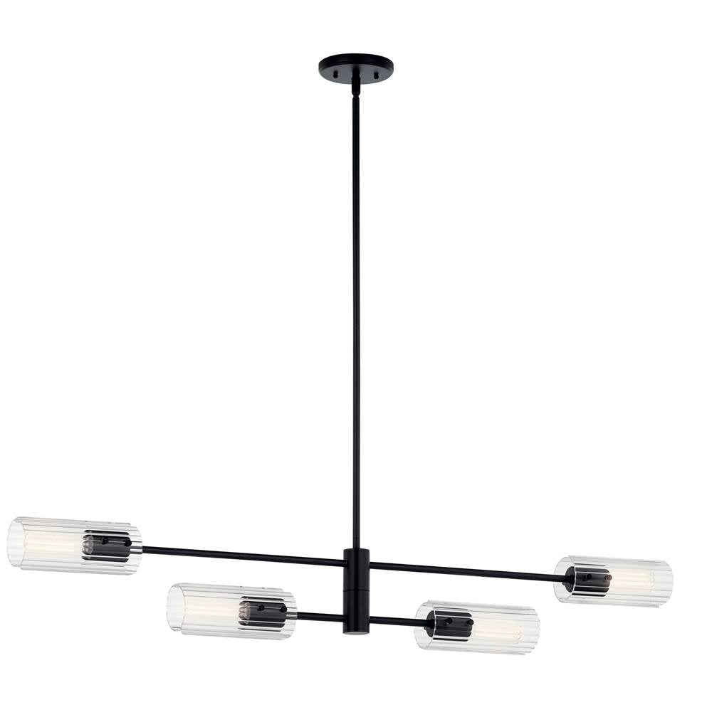 KICHLER 52681BK Velestino 47.50" 4-Light Linear Chandelier in Black