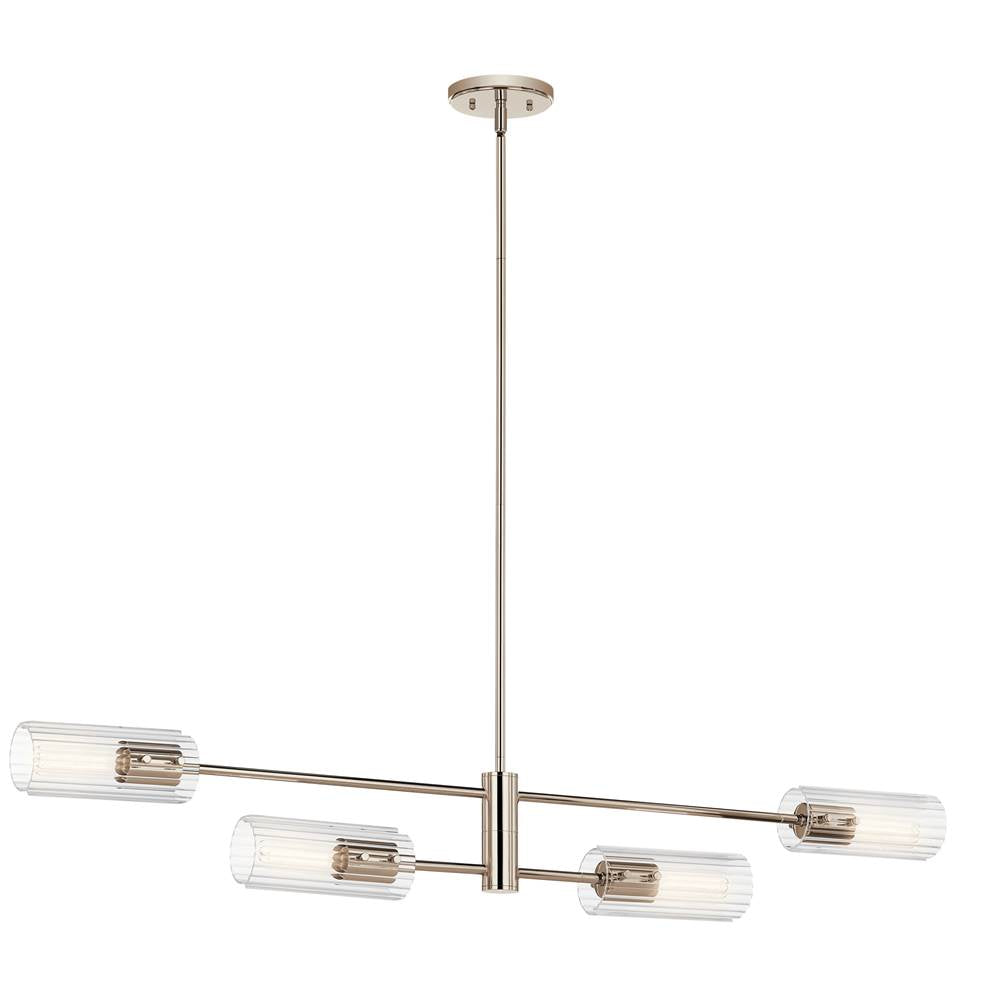 KICHLER 52681PN Velestino 47.50" 4-Light Linear Chandelier in Polished Nickel