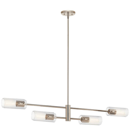 KICHLER 52681PN Velestino 47.50" 4-Light Linear Chandelier in Polished Nickel