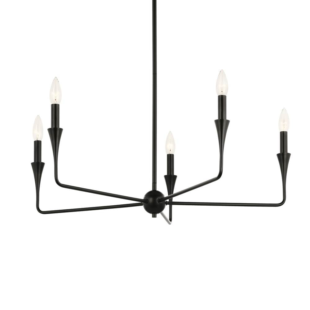 KICHLER 52689BK Alvaro 30 Inch 5 Light Chandelier in Black