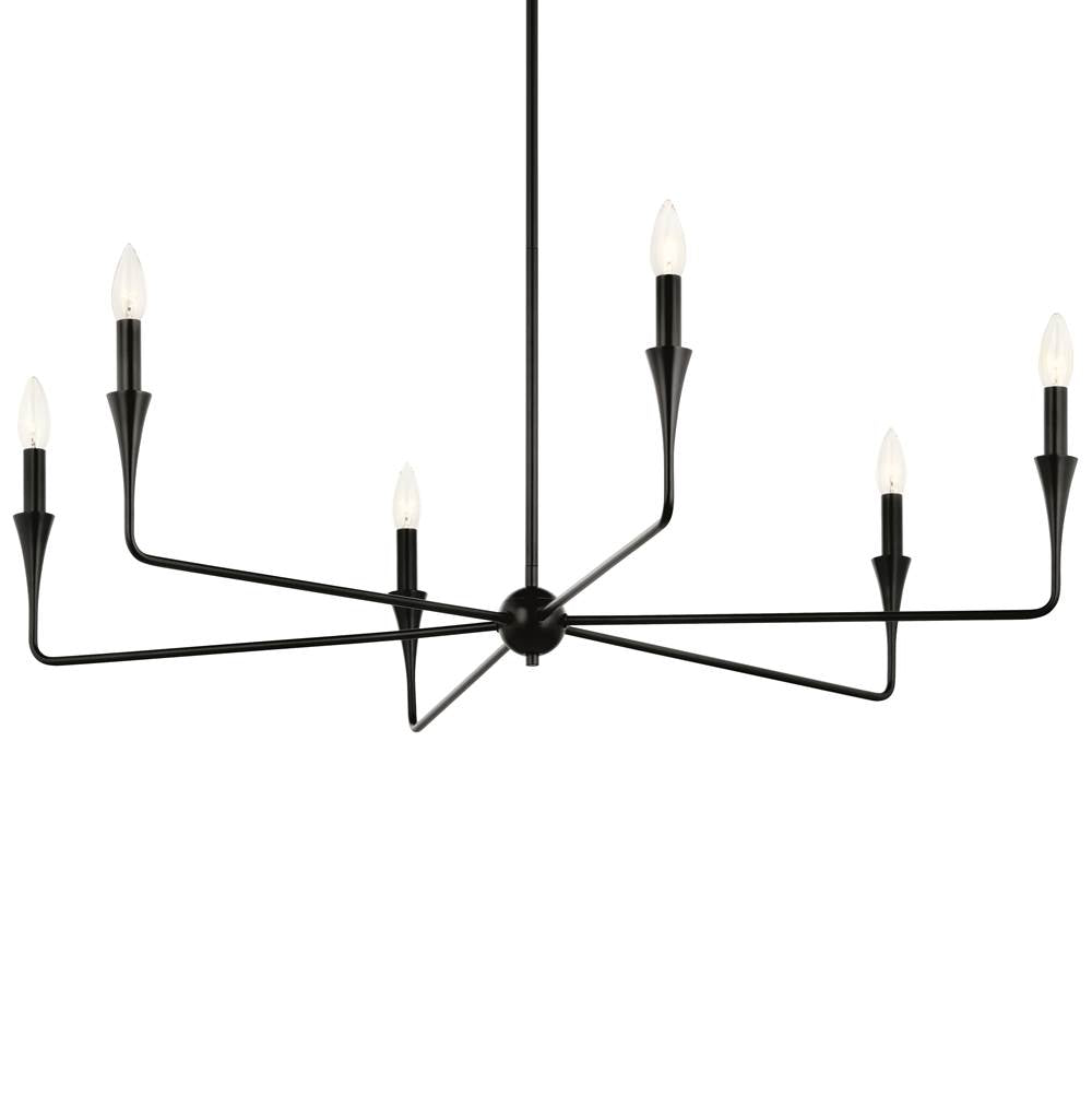 KICHLER 52690BK Alvaro 40 Inch 6 Light Chandelier in Black
