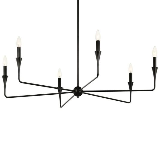 KICHLER 52690BK Alvaro 40 Inch 6 Light Chandelier in Black