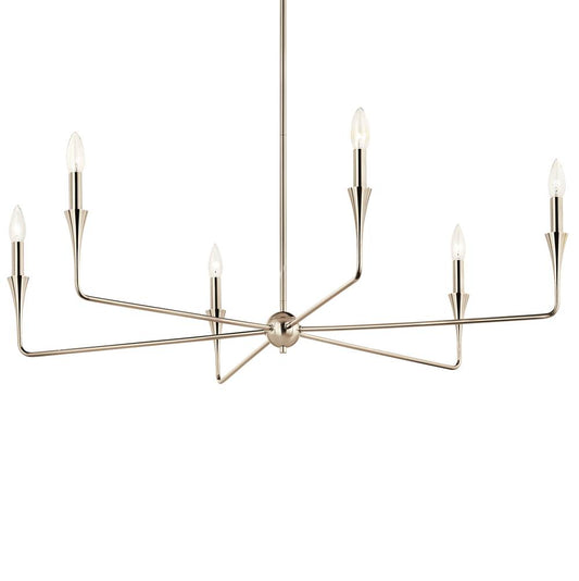 KICHLER 52690PN Alvaro 40 Inch 6 Light Chandelier in Polished Nickel