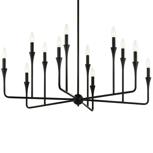 KICHLER 52692BK Alvaro 39.75 Inch 12 Light Multi-Tier Chandelier in Black