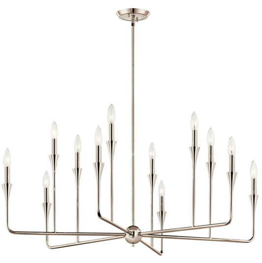 KICHLER 52692PN Alvaro 39.75 Inch 12 Light Multi-Tier Chandelier in Polished Nickel