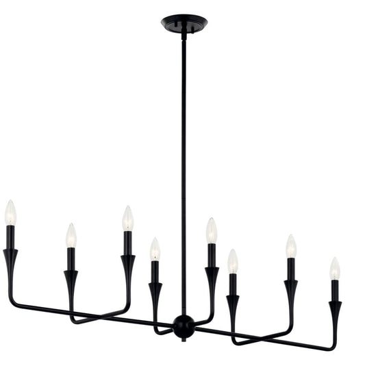 KICHLER 52693BK Alvaro 45.5 Inch 8 Light Linear Chandelier in Black