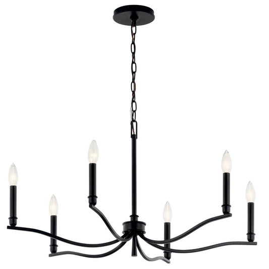 KICHLER 52695BK Malene 32 Inch 6 Light Chandelier in Black