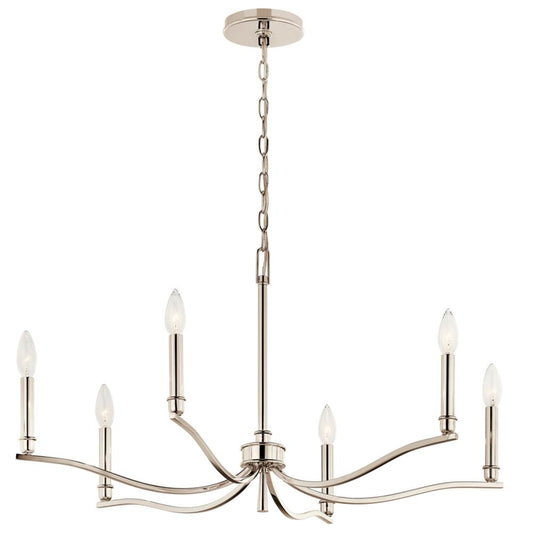 KICHLER 52695PN Malene 32 Inch 6 Light Chandelier in Polished Nickel