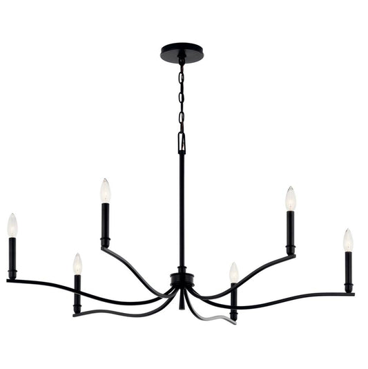 KICHLER 52696BK Malene 42 Inch 6 Light Chandelier in Black