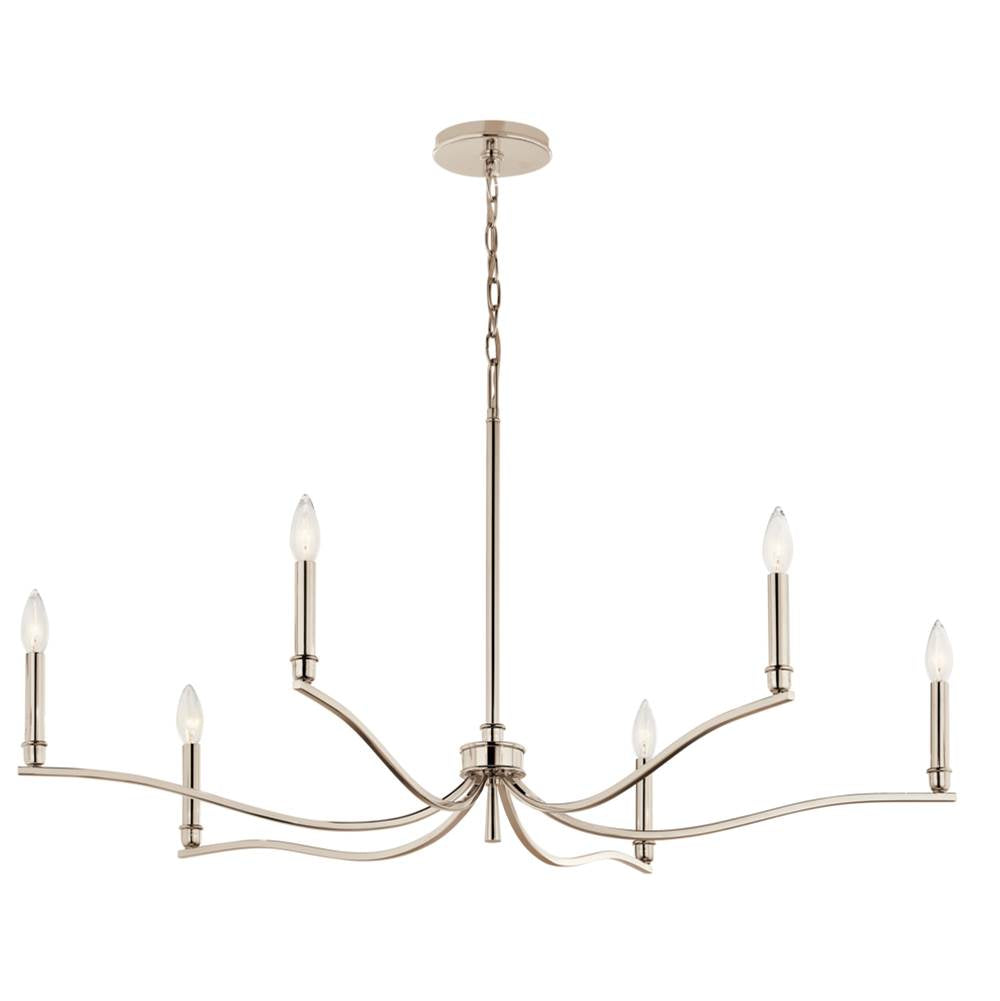 KICHLER 52696PN Malene 42 Inch 6 Light Chandelier in Polished Nickel